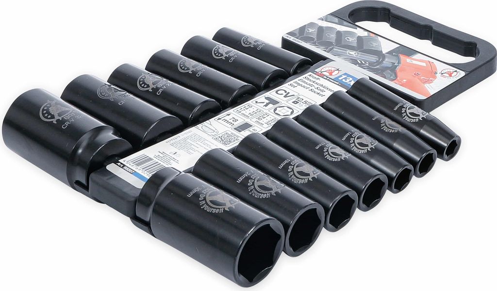 KRAFTMANN 95207 Kraft-Steckschlüssel-Einsätze, 12,5 (1/2), 10 - 32 mm, 13-tlg.