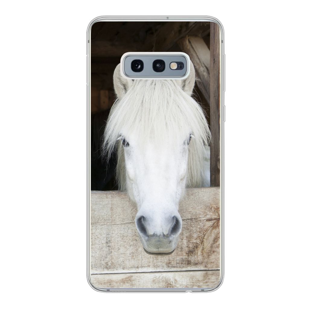 MuchoWow Handyhülle Schutzhülle Hülle für Samsung Galaxy S10e Pferde - Pferdestall - Regale Silikon Softcase Handy Hülle - Handy