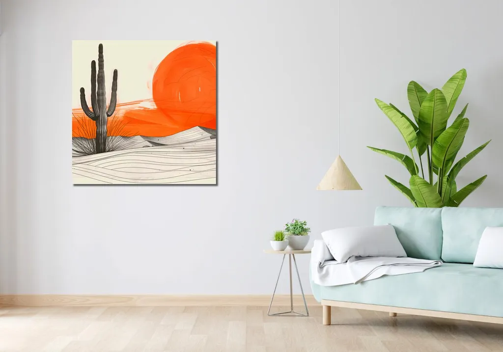 Sublimez vos Murs avec l'Image Cactus Saguaro 90x90 cm - Style Épuré - 2