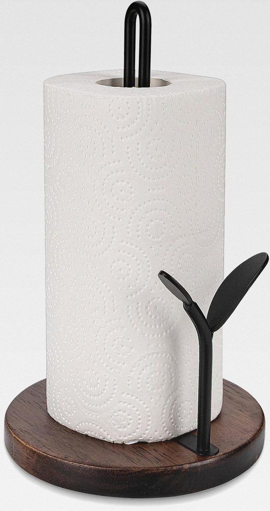 Küchenrollenhalter aus Holz, Küchenrollenhalter für 23 cm (9 Zoll) Papierhandtücher, Schwarz