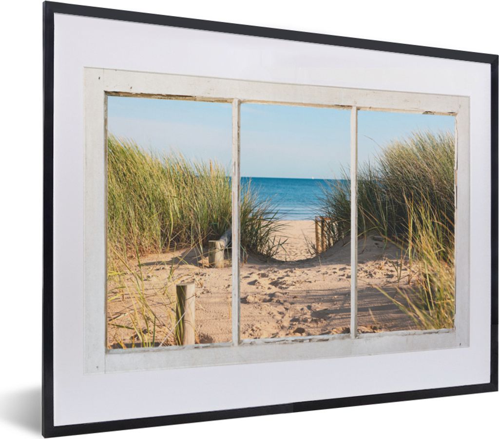 MuchoWow Gerahmtes Poster Aussicht - Strand - Meer 40x30 cm - Poster mit Schwarzem Bilderrahmen Wandposter Rahmen Foto Bilder - Bilderrahmen - Po...