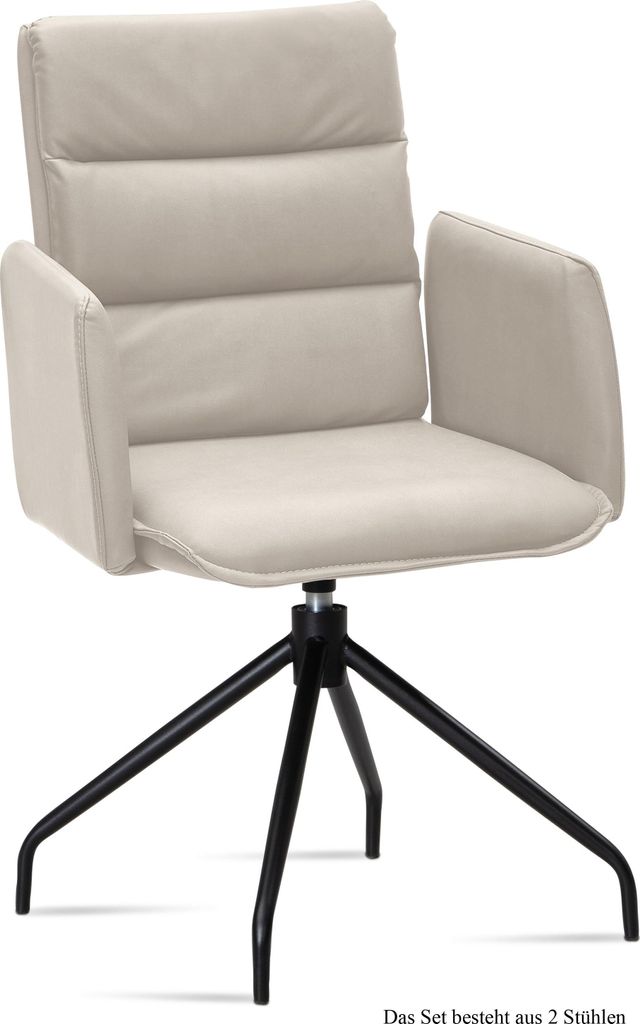 Armlehnstuhl drehbar (2er-Set) Donica 52x92x60 Schwarz/Natur