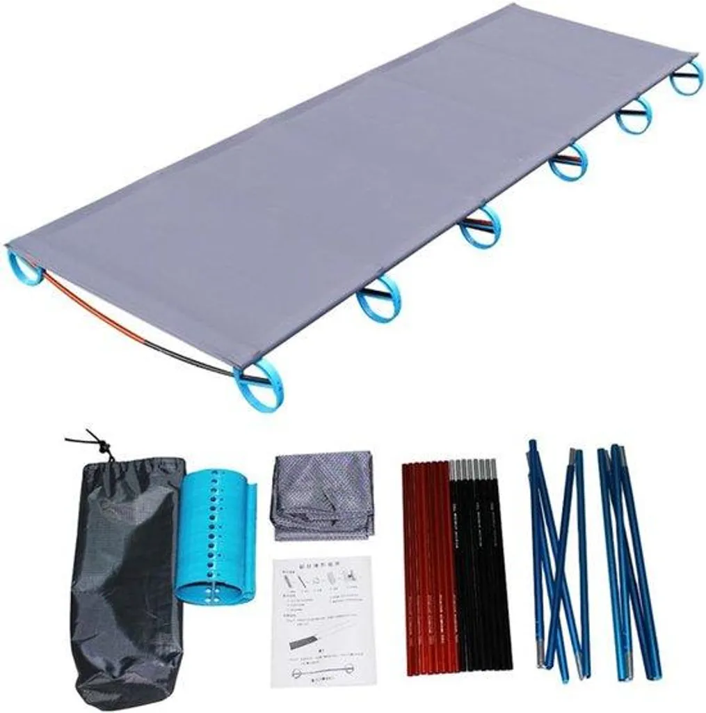 Lit de voyage léger 100kg max - Cadre aluminium pliable pour la randonnée