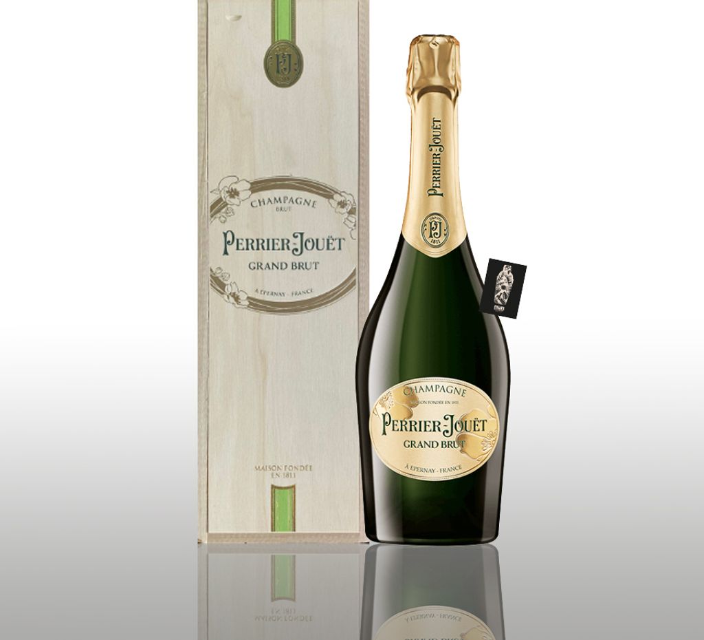 Perrier Jouet Grand Brut - Magnumflasche - 3 Liter - Champagner in edler Holzbox (12% vol.)- [Enthält Sulfite]