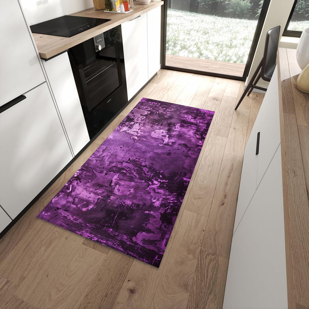 Küchenteppich 90x180cm rutschfest & abwischbar PVC Läufer - Abstrakte Wand