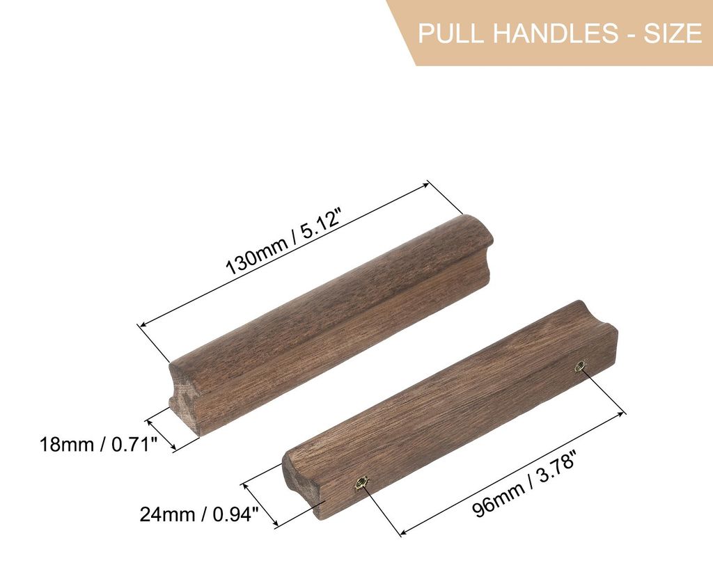 4 Stš¹ck Holzschubladen-Griffe mit Schrauben-Set 96mm/3.78" Lochabstand Schwarznuss-Holz Schr?nke Kommode M?bel