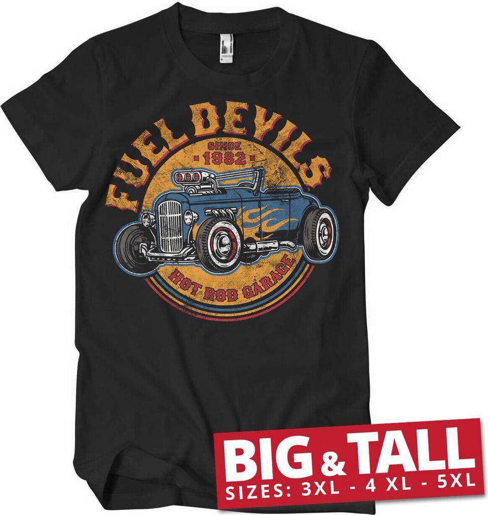 Fuel Devils Flame Rod Big & Tall T-Shirt - 3XL - Black