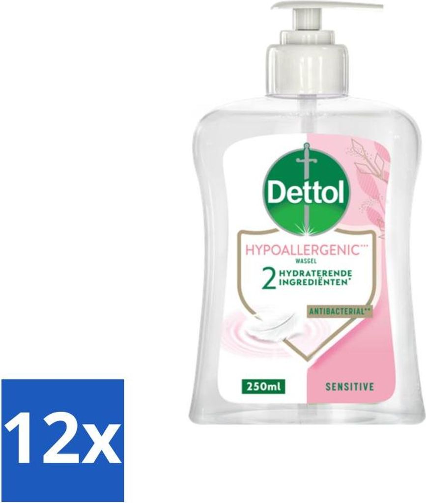 Dettol Handseife – Hypoallergen – Empfindliche Haut – 250 ml - Vorteilspack - 12 Stücke