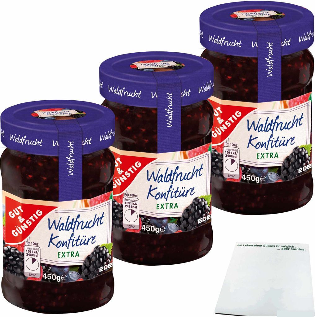 Gut & Günstig Waldfrucht Konfitüre extra mit 50% Frucht 3er Produktbild 