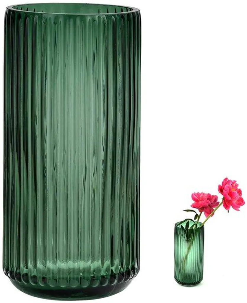Vase à fleurs en cristal vert 20cm, vase cylindrique fait main Boho