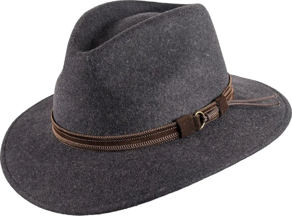 Chapeau outdoor en feutre de laine déperlant Corfield garni de cuir pur