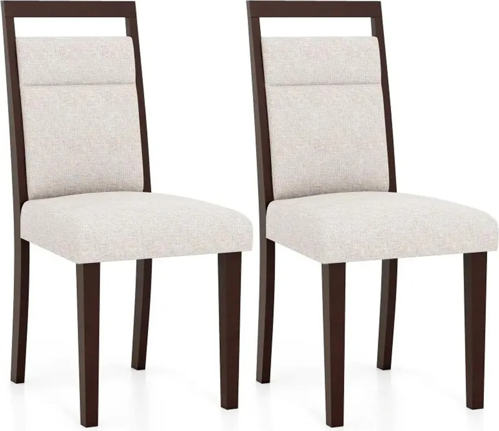 Chaises de salle à manger rembourrées en tissu beige - Lot de 2 pièces