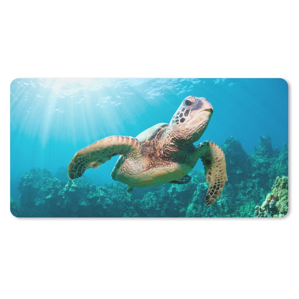 MuchoWow Mauspad Mousepad Schwimmende Schildkröte Fotodruck 60x30 cm - Mousepads - Maus Mat - Pad - Mausunterlage - Nachhaltig