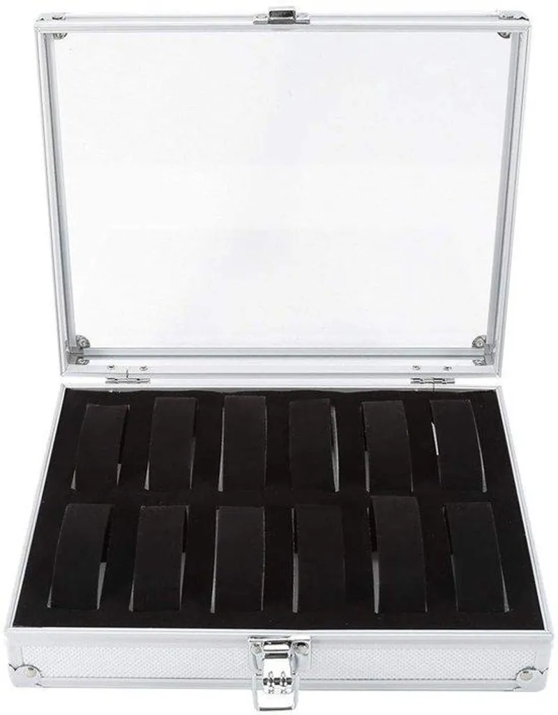 Coffret de rangement montres 12 emplacements en alu et boîte à bijoux