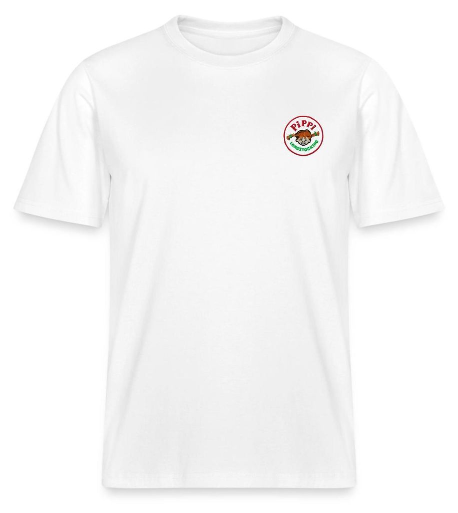 Spreadshirt Pippi Langstrumpf Portrait Rundes Logo Relaxed Fit Uni T-Shirt, S, Weiß