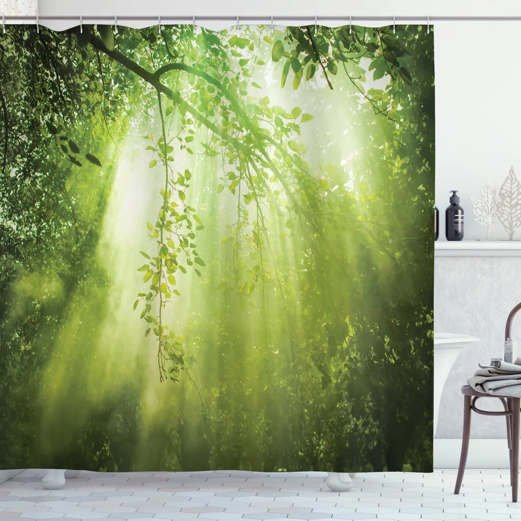 Tenda Doccia Verde Bosco ABAKUHAUS 175x180 - Lavabile e Antimuffa