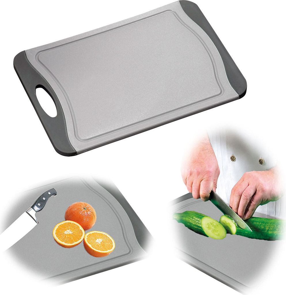 LS-LebenStil Tranchierbrett Schneidebrett 23cm mit Griff Saftrille rutschfest Kunststoff Küchenbrett Brotschneidebrett Vesper Servierbrett