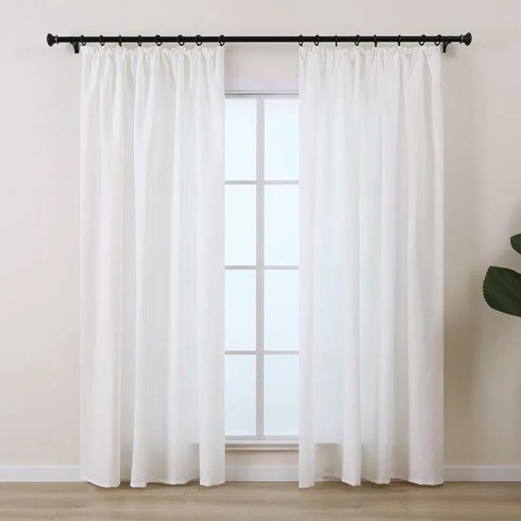 Voilage moustiquaire blanc naturel 245 cm aspect coton pour fenêtre
