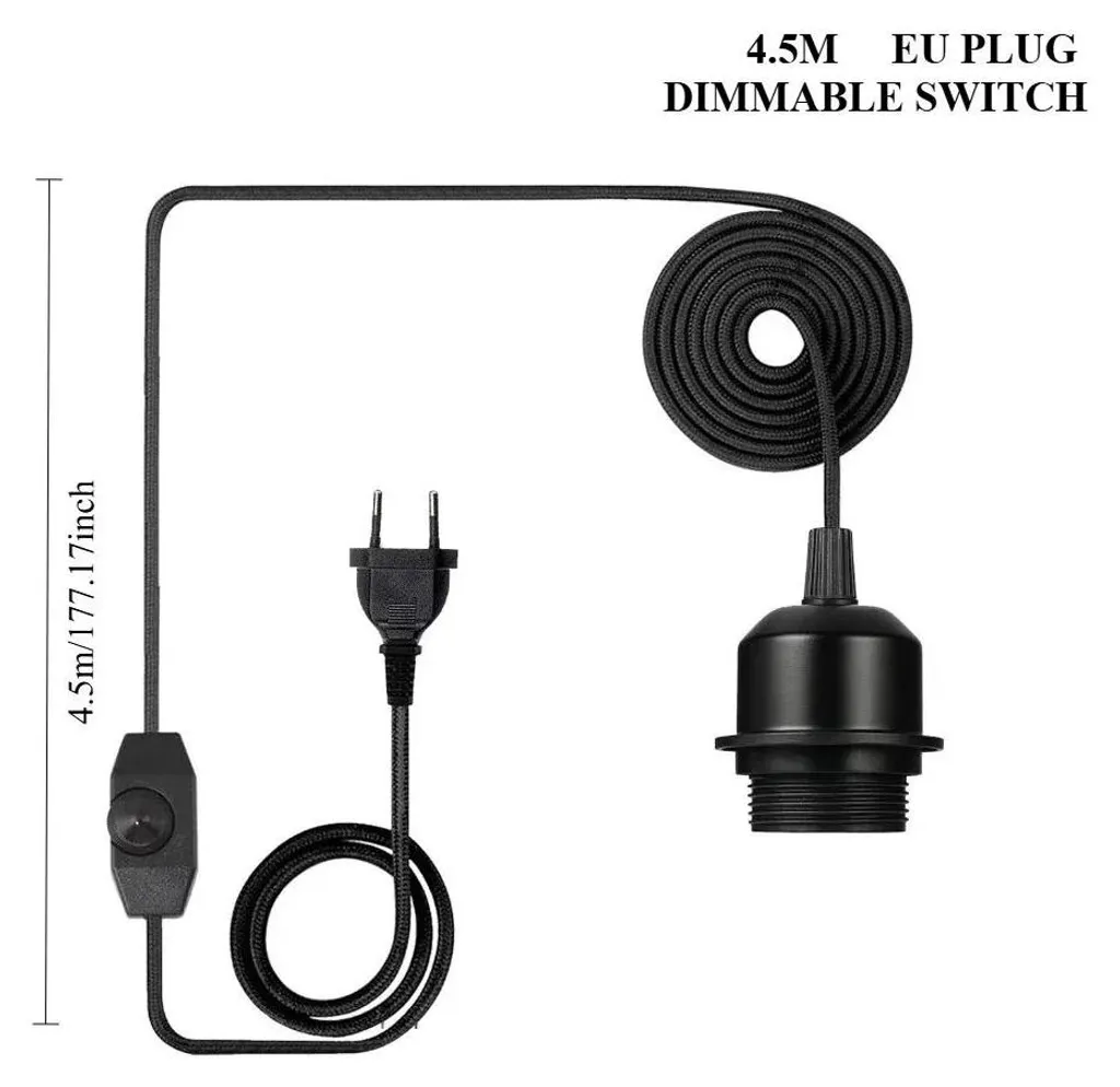 Socle pour lampe de table DIY en fer E27 réglable DIM avec prise EU - 2