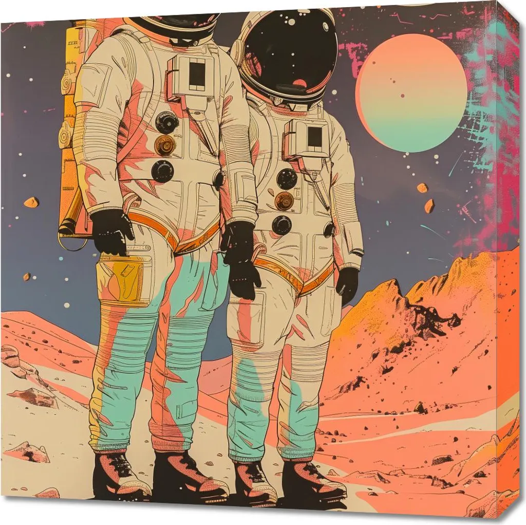 Image Astronautes 60x60 cm - Décoration Chambre Enfant ou Bureau Pro