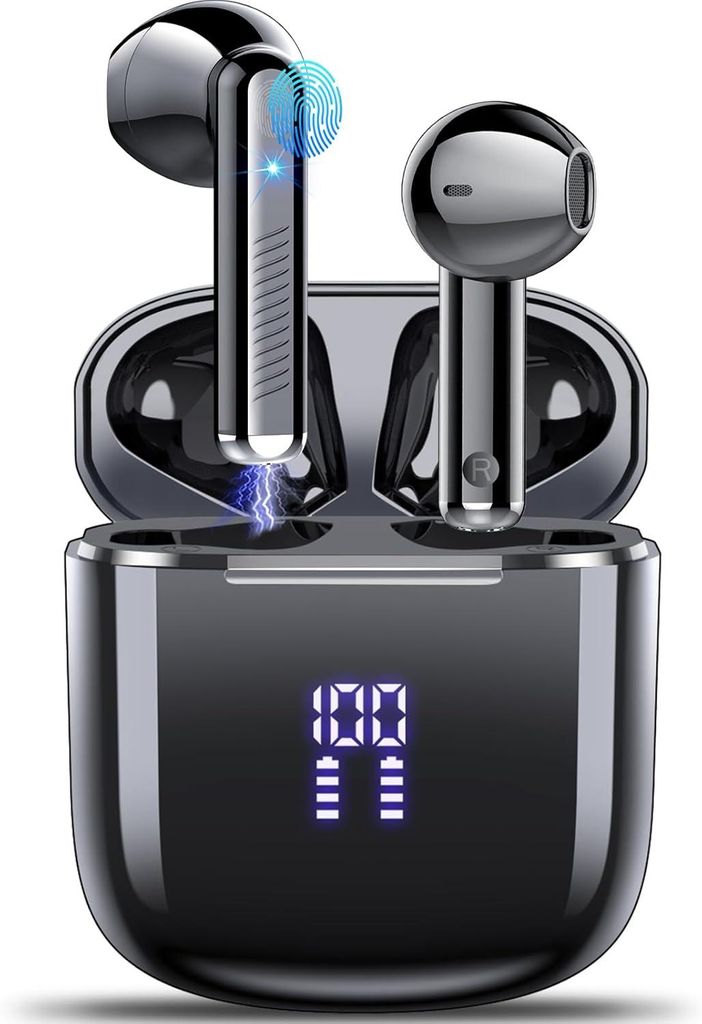 In Ear Kopfhörer Kabellos Bluetooth 5.3 Kopfhörer mit ENC Mic, 25 Std Tiefer Bass Wireless Earbuds, Touch Control,IP7 Wasserdicht Ohrhörer LED-A...