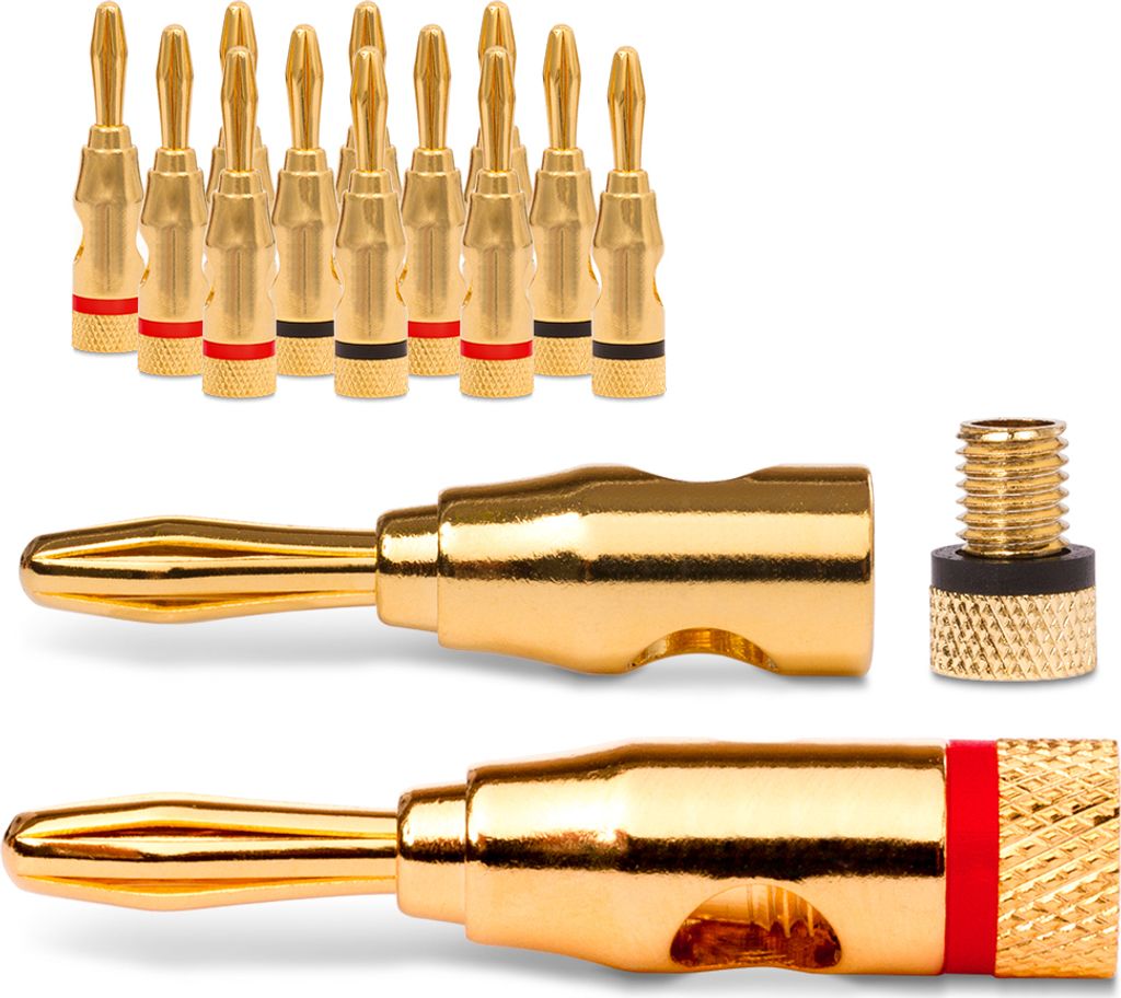 NAUC Bananenstecker 4mm schraubbar 24K vergoldet Lautsprecherkabel 14x Stecker