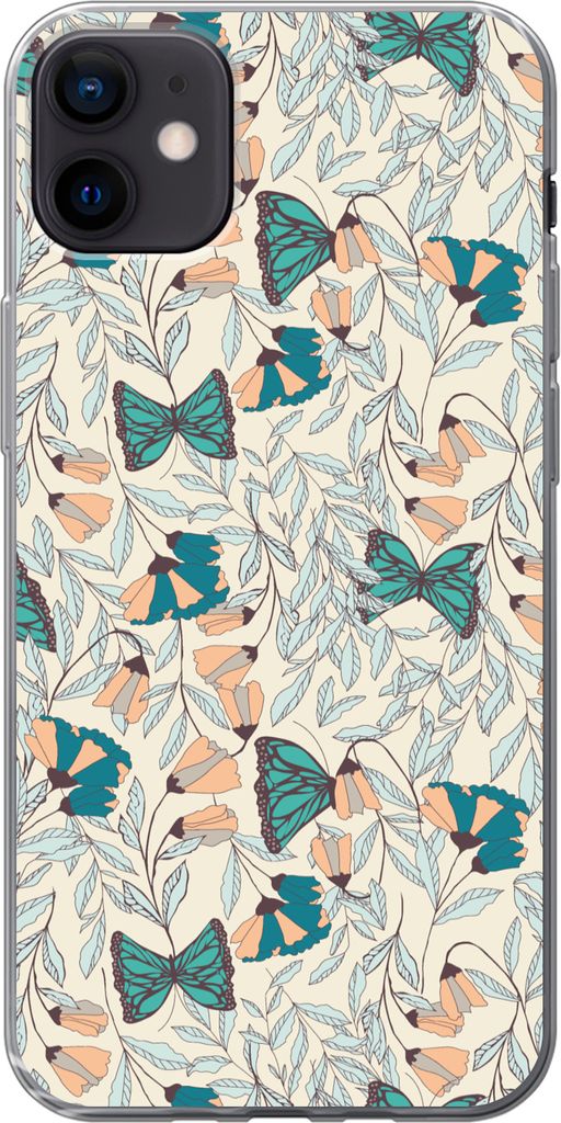 MuchoWow Handyhülle Schutzhülle Hülle für Telefoonhoesje iPhone 12 mini Mädchen - Schmetterling - Blumen - Muster - Mädchen - Kinder - Kind...