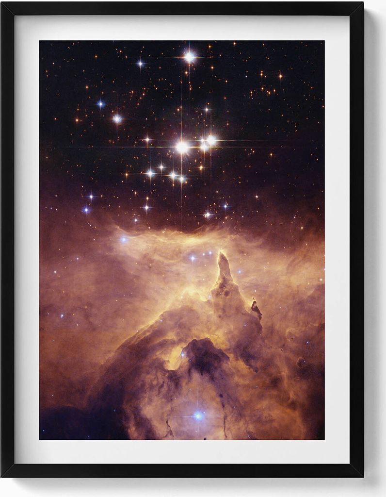 Himmel und Sterne Kosmos– Wandbild mit Rahmen – Gerahmtes Bild – Wanddekoration – 60x80 cm – Schwarz Rahmen