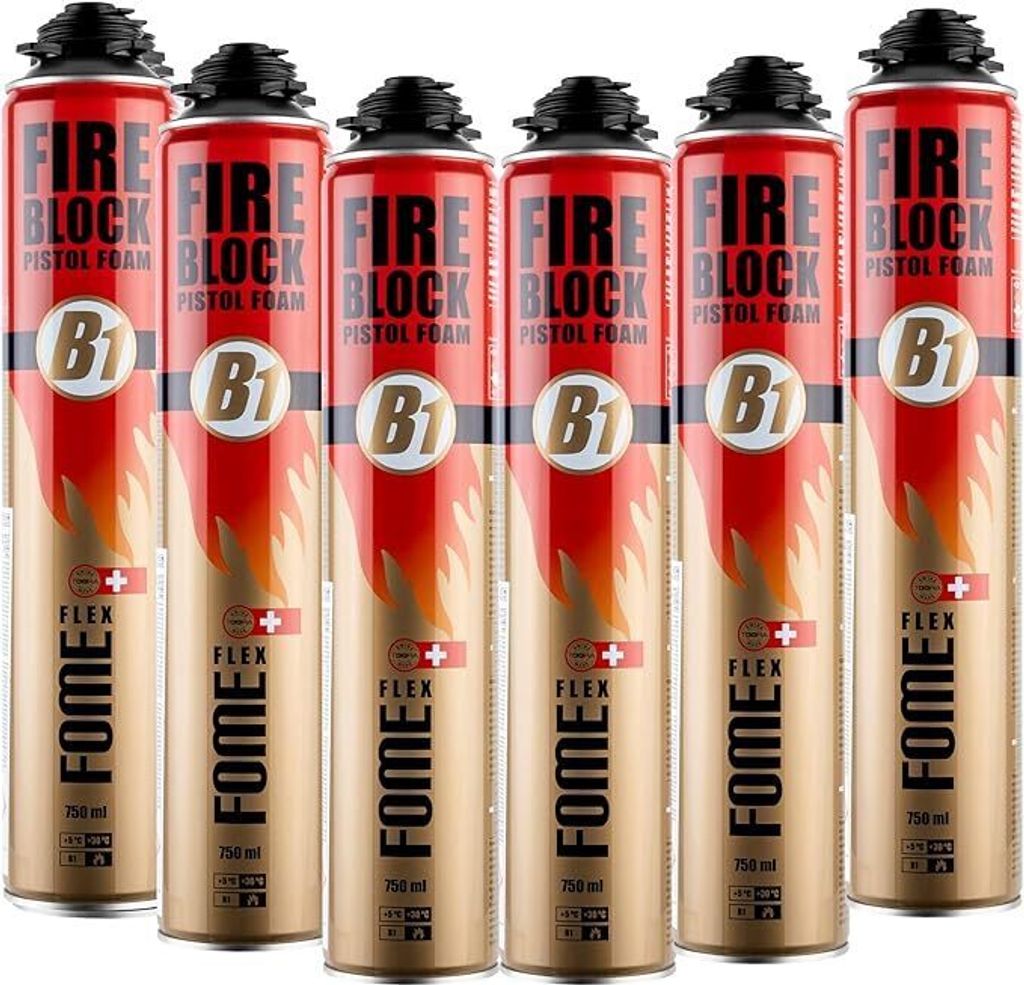 6x Brandschutzschaum, B1 Montageschaum 750ml, Produktbild 