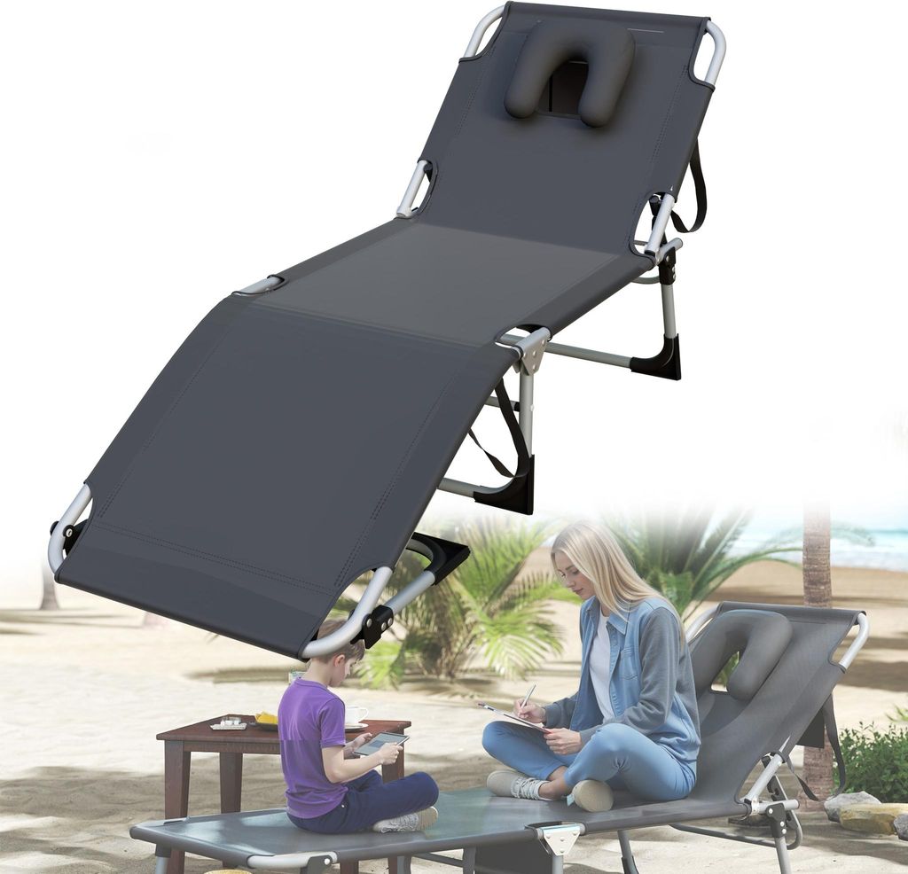 LZQ Sonnenliege klappbar, tragbar, Campingliege mit Produktbild 