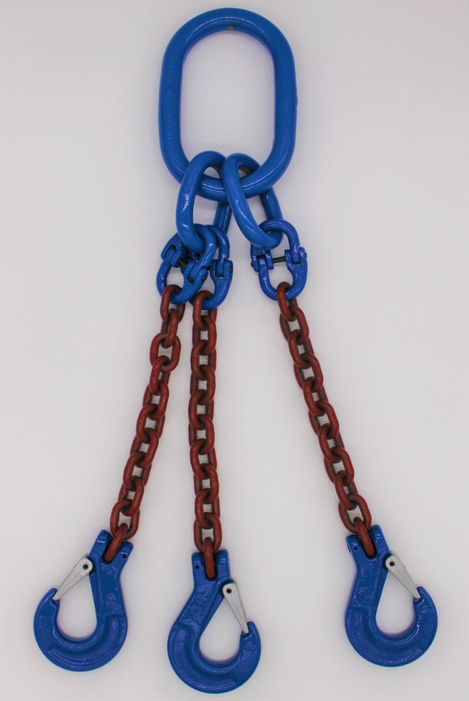 Anschlagkette Güteklasse 10 3-Strang 5,0 m 16 mm ohne Verkürzung rotbraun