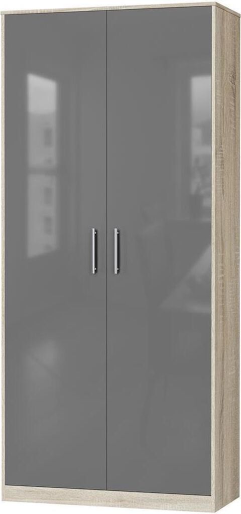 SMARTBett Schrank Kleiderschrank Aktenschrank 100 cm Eiche Sonoma/Anthrazit Glanz