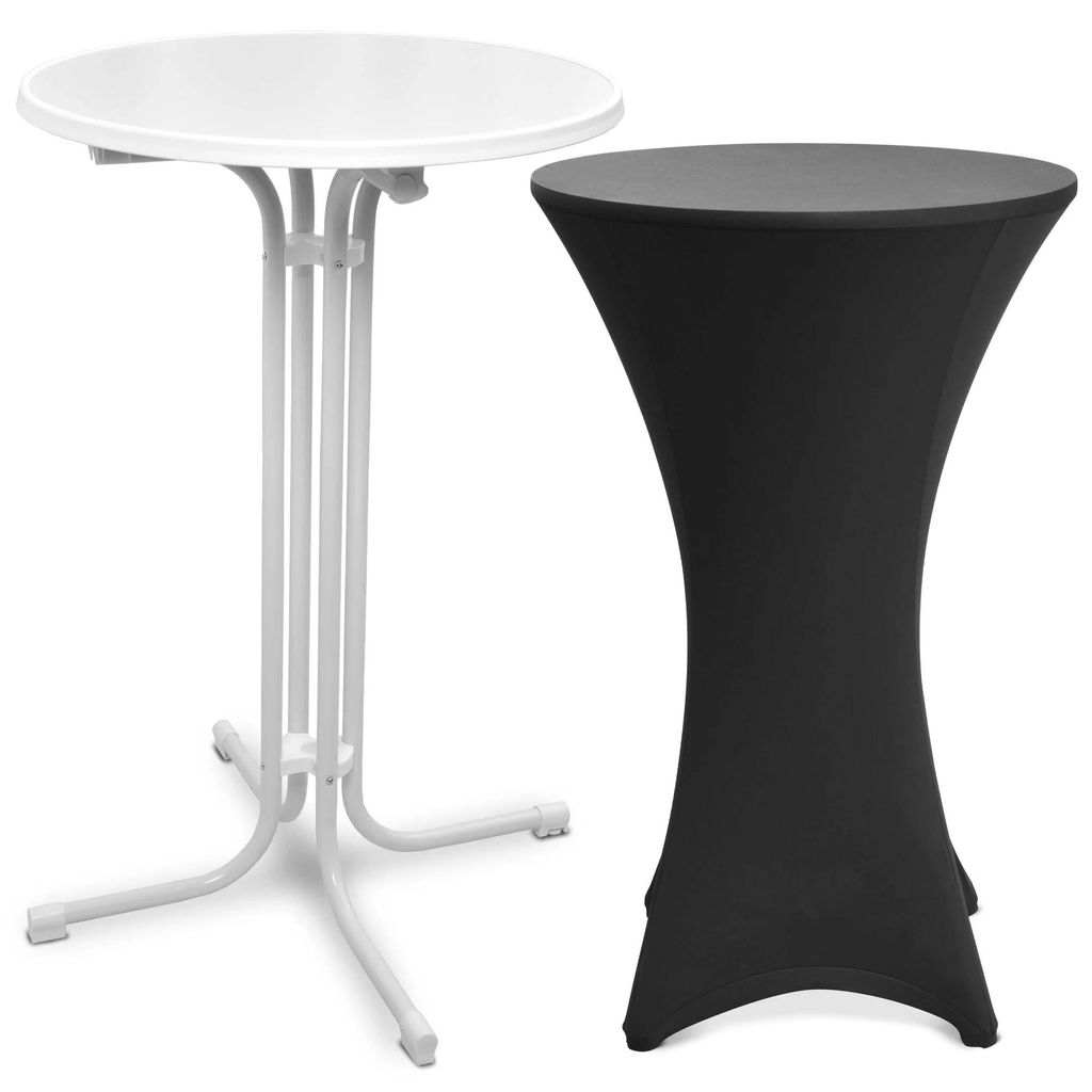Beautissu Outdoor Stehtisch Bellini, klappbar, Ø80cm, Schwarz, mit Husse