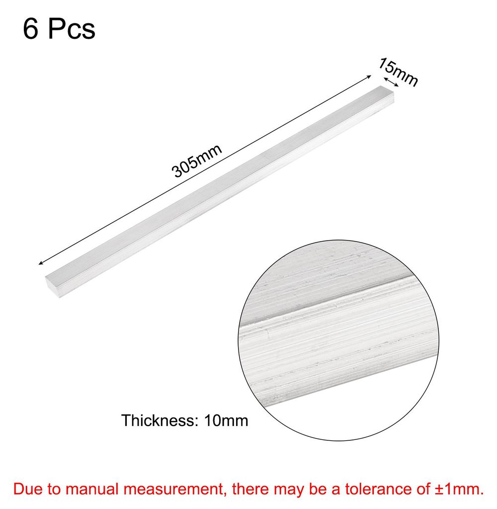 6 Stš¹ck Aluminium Flachprofil 10 x 15 mm Aluleisten Flach L?nge 305 mm Quadratischer 6061 Aluminium Flachplatte Aluschiene Schwei?bar Massiv Neu...