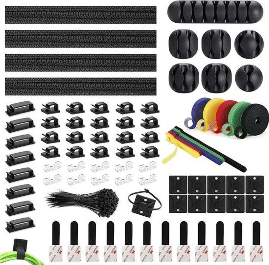 Gestion de câbles kit 204 unités avec gaines souples et serre-câbles