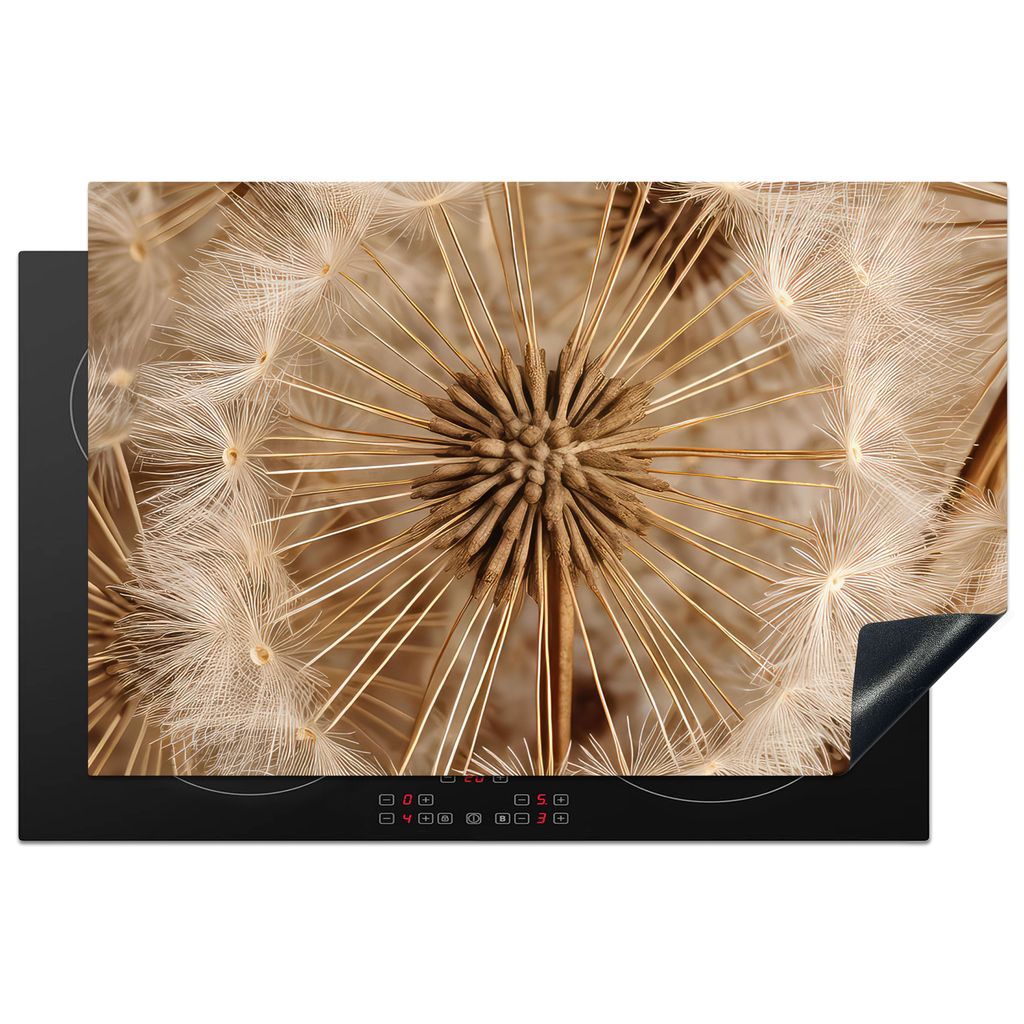 KitchenYeah Herdabdeckplatte Löwenzahn - Blumen - Natur - Braun , 81x52cm, Küche Deko, Glaskeramikkochfeld Herdabdeckung, Abdeckplatte fùr Koc...