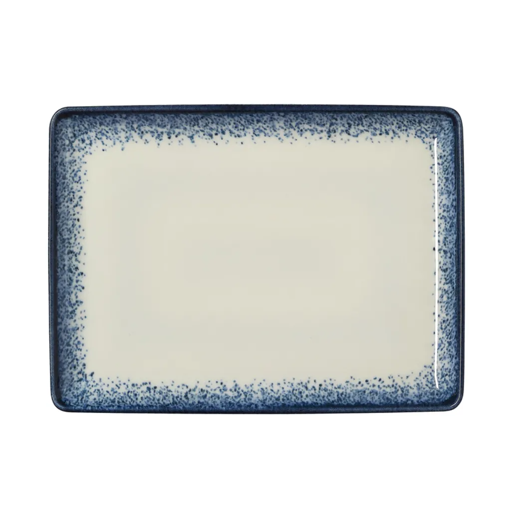 6x piatti piani quadrati 27 x 20 cm VIDA Marina / porcellana bianca blu