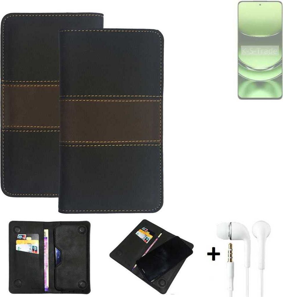 K-S-Trade Handyhülle + Kopfhörer kompatibel mit Realme Narzo 70 Turbo 5G Schutzhülle Walletcase Bookstyle Tasche Schutz Case Hülle Wallet Cover
