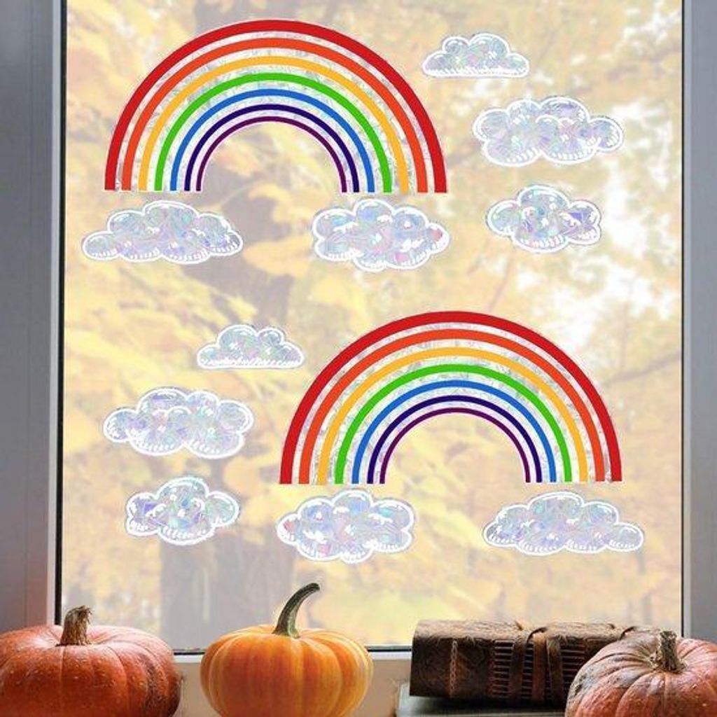 EEEKit Rainbow Raamfolie, 2 stuks raamdecoratie voor kinderkamers, kleuters en woonaccessoires