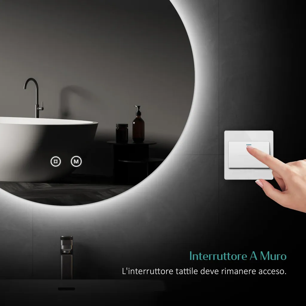 Specchio Smart LED EMKE 70cm | Touch Dimmable & Memory Function - 3