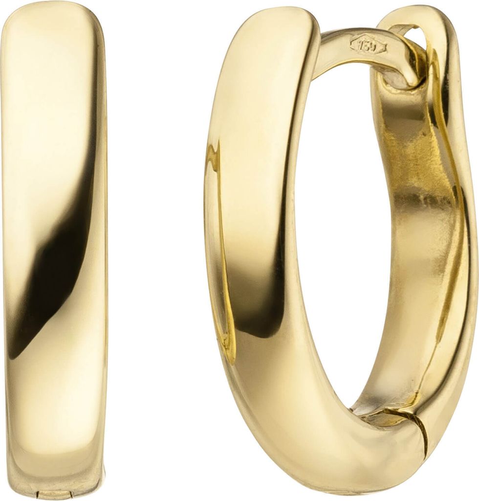 Paar Ohrringe Creolen 13x2,8mm aus 750 Gold Gelbgold Klappcreolen oval