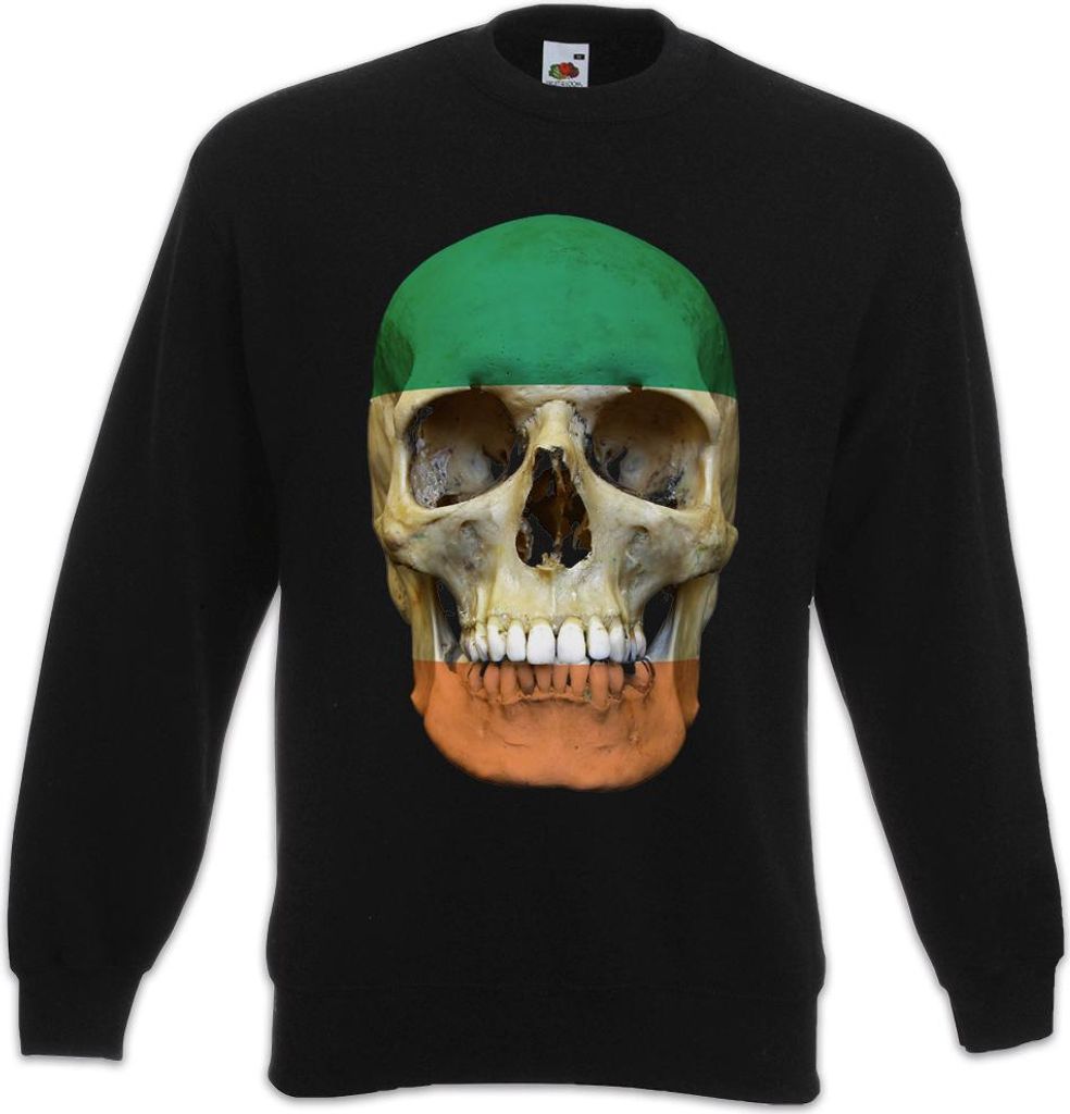 Urban Backwoods Classic Ireland Irish Skull Flag, Sweatshirt, Farbe: Schwarz, Größe: S
