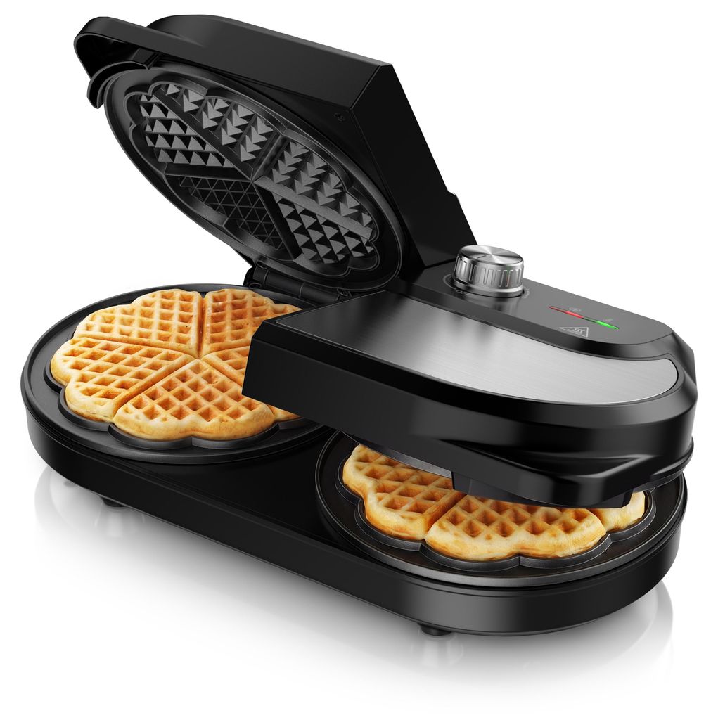 Arendo Waffeleisen für 2 Herzwaffeln, Waffelautomat mit 2 Produktbild 