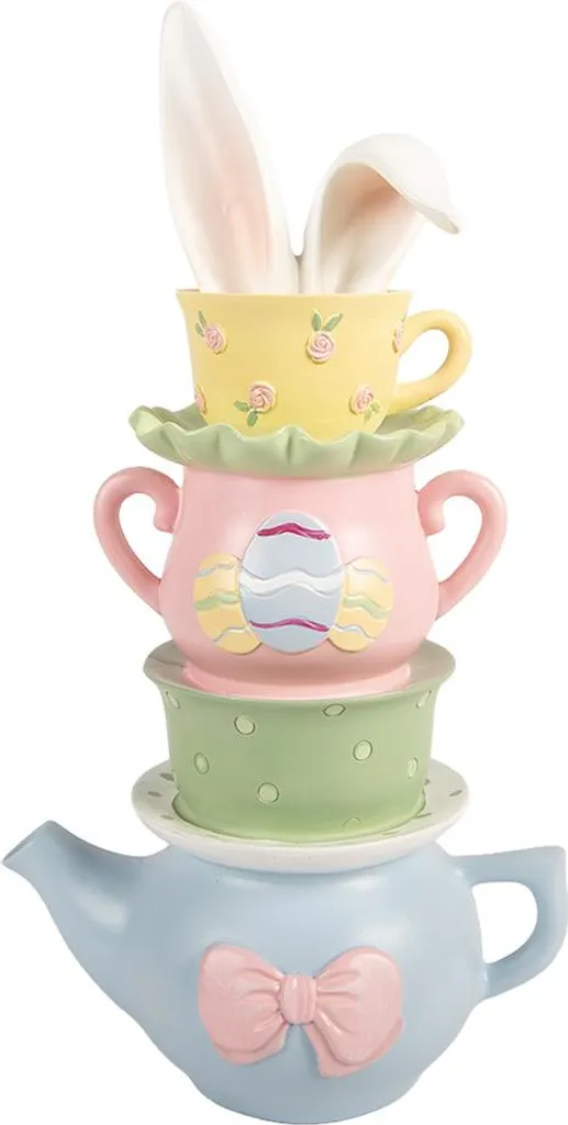 Clayre & Eef Figura Decorativa Coniglio 16x11x29 cm Blu in Plastica