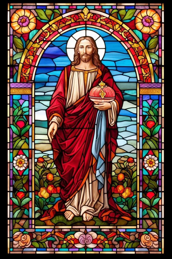 Diamond Painting Jésus Christ style Vitrail - Tableau créatif de 45x70 cm