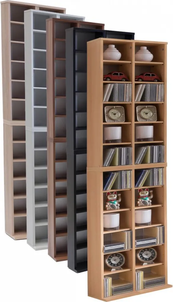 Étagère Almera hêtre 24 compartiments - Grande capacité de stockage CD