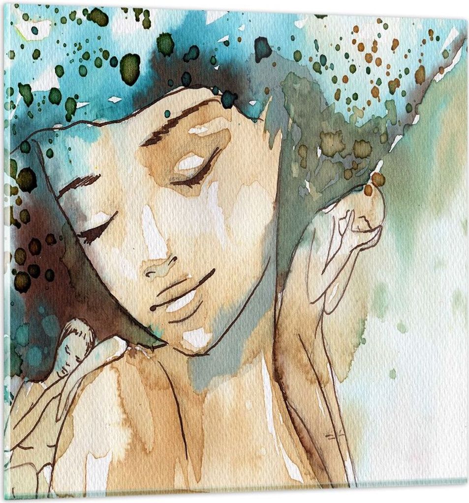 Bilder auf glas - Frau modern - 30x30cm - Glasbilder - Wandbilder - Bilder - Kunstdruck - zum Aufhängen bereit - Wanddekoration aus Glas - Glas Bi...