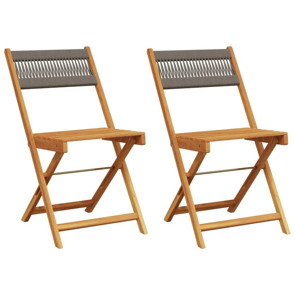 vidaXL Sedie da bistrot 2 pz. Legno massiccio grigio di acacia e corda