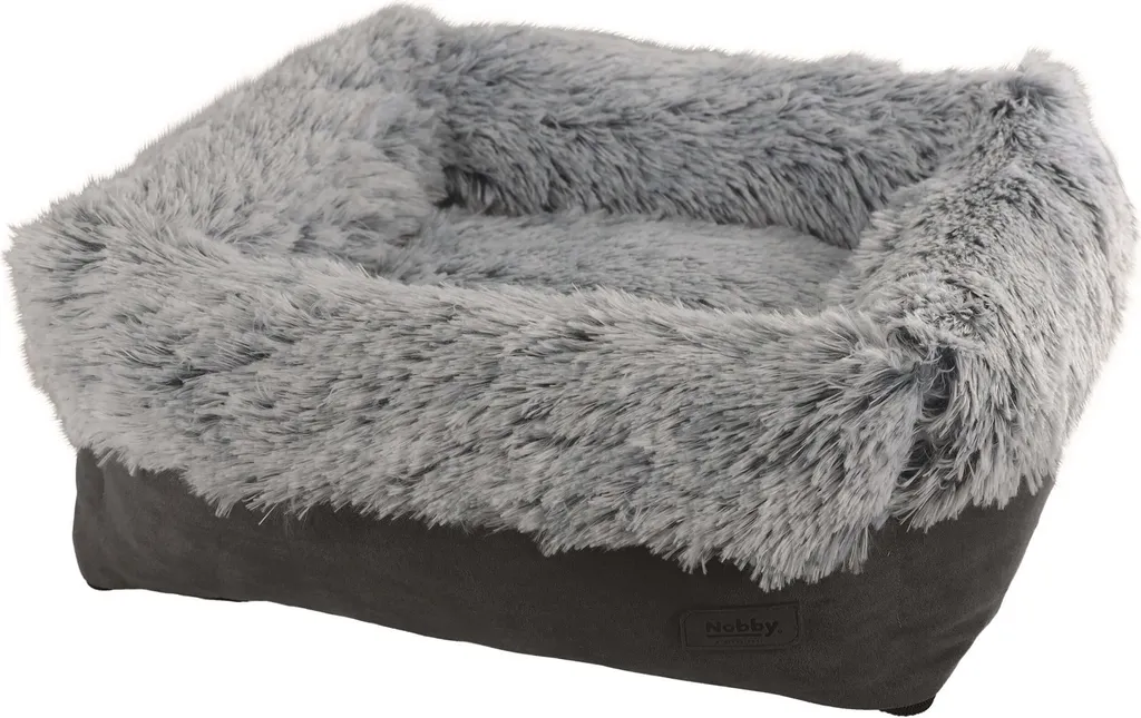 Lit Nobby Nuru carré pour chien coloris gris - Dimensions 80 x 70 x 23 cm