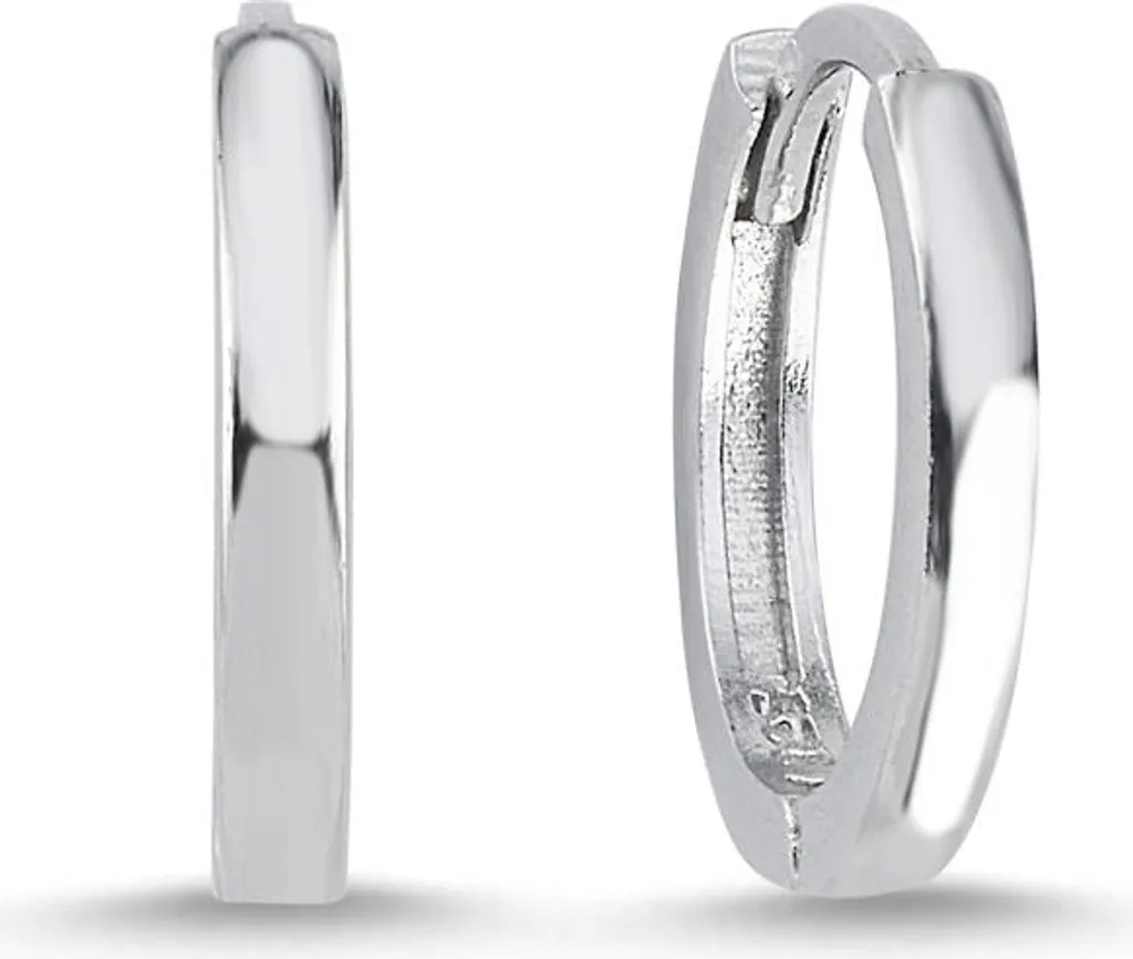 Créoles en Argent Sterling 925 Rhodié - Boucles d'oreilles 10mm Femme